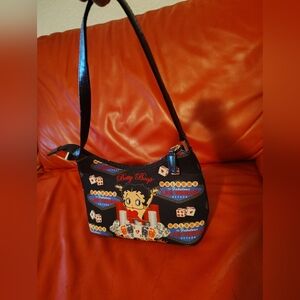 Betty Boop Black Graphic Las Vegas Shoulder Bag
